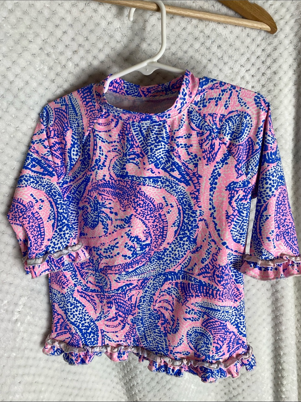 Lilly Pulitzer Maybe Gator Pink and Blue Rashguard Swim Shirt